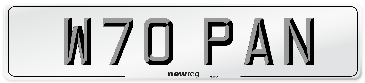 W70 PAN Number Plate from New Reg
